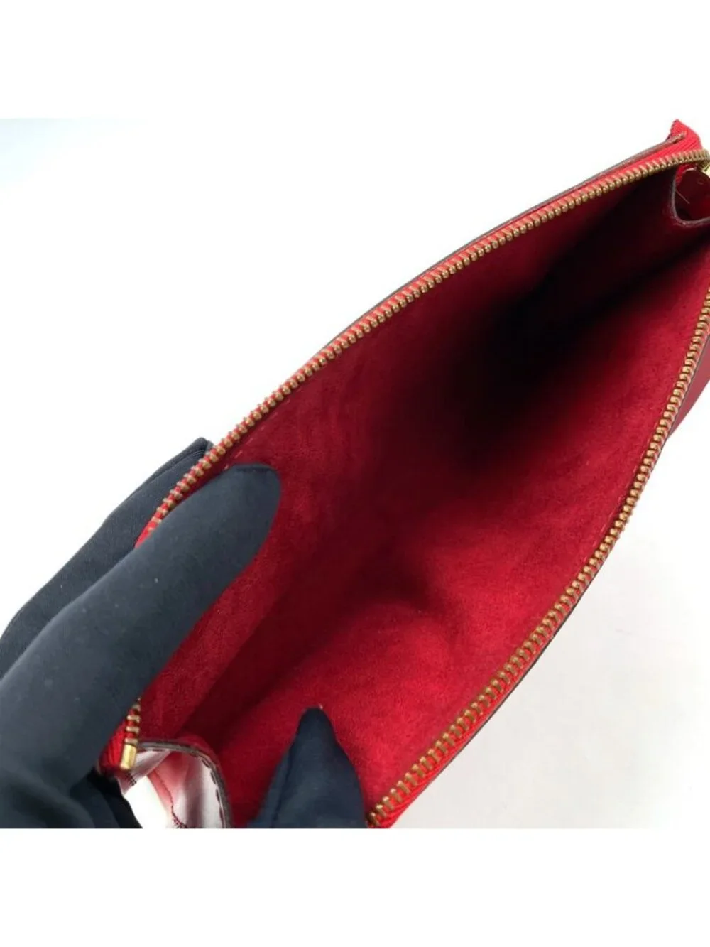 Louis Vuitton Pochette Epi Castilian Red Leather Handbag Gold - Picture 3 of 15